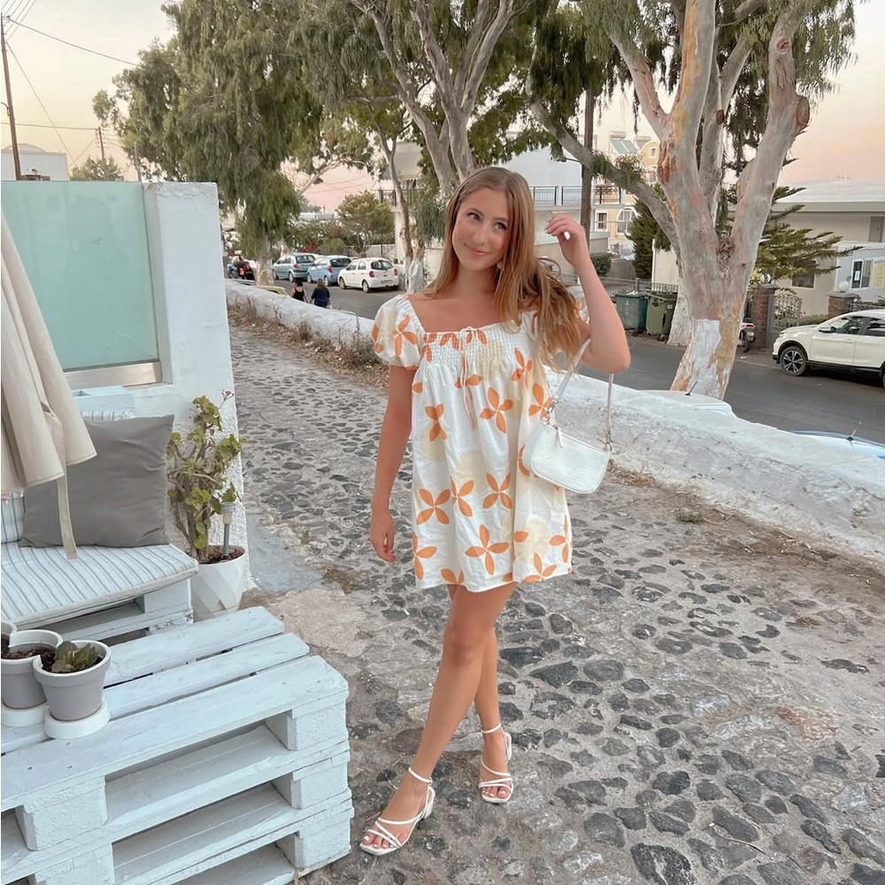 Floral Orange and CreamDress
